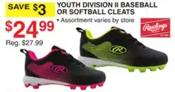 Dunham's Sports RAWLINGS YOUTH DIVISION II BASEBALL OR SOFTBALL CLEATS offer