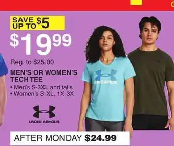 Dunham's Sports UNDER ARMOUR MEN'S OR WOMEN'S TECH TEE offer