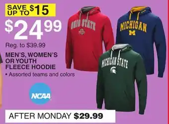 Dunham's Sports NCAA MEN'S, WOMEN'S OR YOUTH FLEECE HOODIE offer