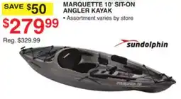 Dunham's Sports SUNDOLPHIN MARQUETTE 10' SIT-ON ANGLER KAYAK offer