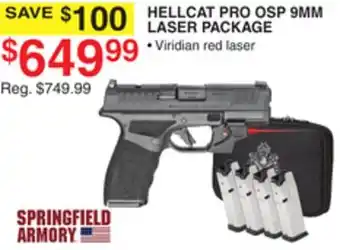 Dunham's Sports SPRINGFIELD ARMORY HELLCAT PRO OSP 9MM LASER PACKAGE offer