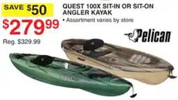 Dunham's Sports PELICAN QUEST 100X SIT-IN OR SIT-ON ANGLER KAYAK offer