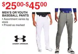 Dunham's Sports UNDER ARMOUR MEN'S OR YOUTH BASEBALL PANTS offer