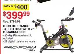 Dunham's Sports PRO-FORM TOUR DE FRANCE STUDIO BIKE WITH 7 TOUCHSCREEN offer