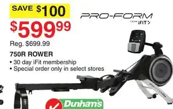 Dunham's Sports PRO-FORM 750R ROWER offer