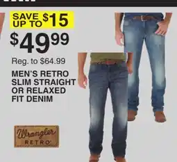 Dunham's Sports WRANGLER MEN'S RETRO SLIM STRAIGHT OR RELAXED FIT DENIM offer