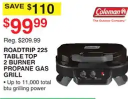 Dunham's Sports COLEMAN ROADTRIP 225 TABLE TOP 2 BURNER PROPANE GAS GRILL offer