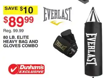 Dunham's Sports 80 LB. ELITE HEAVY BAG AND GLOVES COMBO offer