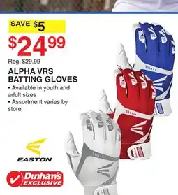 Dunham's Sports ALPHA VRS BATTING GLOVES offer