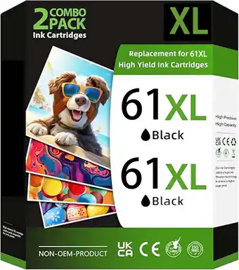 Walmart 61 Ink Cartridges for HP 61XL Ink Cartridges for HP 61 Ink Black for HP Ink 61 - 2 Pack offer