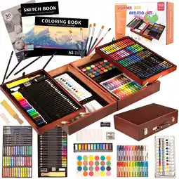 Walmart KINSPORY 168Pcs Drawing Painting Set, Deluxe Wooden Art Case, Gift for Artist Kids Adults(Brown) offer