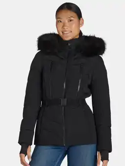 Walmart F.O.G. Women's and Women's Plus Belted Puffer with Faux Fur Hood, Sizes S-3X offer