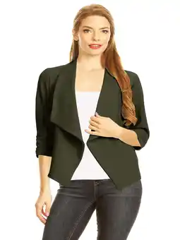 Walmart MOA COLLECTION Women's 3/4 Sleeve Blazer Open Front Cardigan Jacket Work Office Blazer offer