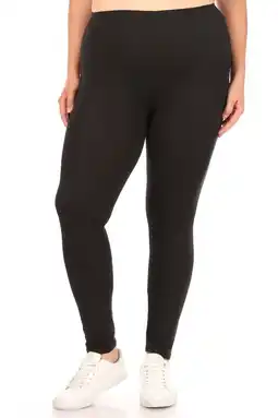 Walmart MOA COLLECTION Women's Plus Size Elastic Band Waist Stretch Comfy Workout Leggings Pants offer