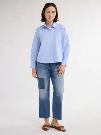 Walmart Free Assembly Women’s Button Front Cotton Embroidered Shirt with Long Sleeves, Sizes S-XXXL offer