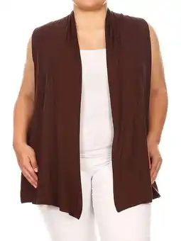 Walmart Women's Casual Basic Plus Size Loose Fit Long Body Draped Open Front Solid Cardigan Vest offer