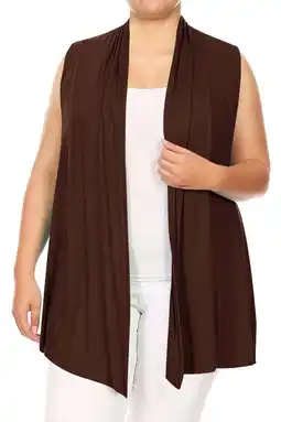 Walmart MOA Collection Women's Plus Size Open Front Relexed Fit CasualSleeveless Vest Cardigan offer