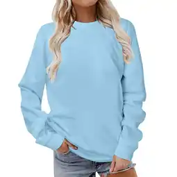 Walmart Timegard Sweatshirt for Women Crewneck Long Sleeve Warm Pullover Fall Winter Basic Casual Loose Tops offer