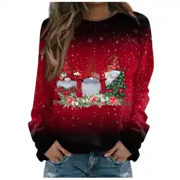 Walmart Patlollav Christmas Tops for Ladies Deals,Womens Round Neck Long Sleeve Sweatshirt Blouse Gift offer