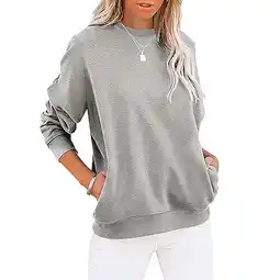 Walmart Plus Size Womens Sweatshirt Crew Neck Long Sleeve Casual Sweatshirt Clearance with Pockets Gray S offer