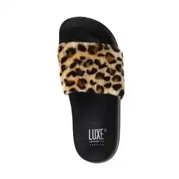 Walmart FAUX SHEEPSKIN FUR SLIDES - LEOPARD W/BLACK SOLE SIZE 11/12 offer