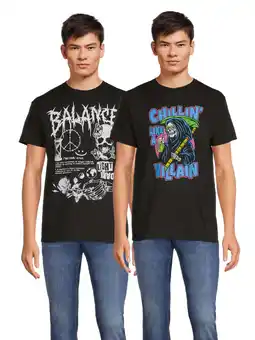 Walmart Humor Men's & Big Men's Balance Skull and Chillin Reaper Graphic Tees, 2-Pack, Sizes S-3XL offer