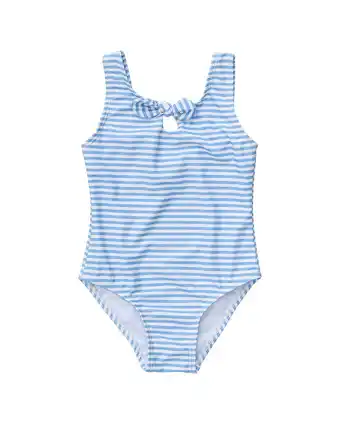 Walmart Snapper Rock girls Sustainable Stripe Bow Swimsuit, 3-6M, Blue offer