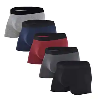 Walmart COOPLUS Men's Underwear Boxer Briefs Cotton Stretch Soft Underwear Trunks (5 Pieces) offer