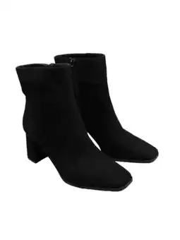 Walmart INC Womens Black Arch Support Slip Resistant Dasha Square Toe Block Heel Zip-Up Booties 9 M offer