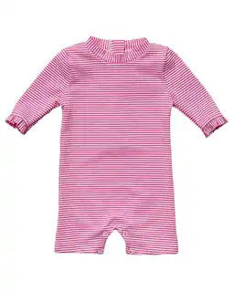 Walmart Snapper Rock girls Raspberry Stripe Sunsuit, 0, Pink offer