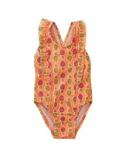 Walmart Tea Collection girls One-Piece Ruffle Swimsuit, 3-6M, Orange offer