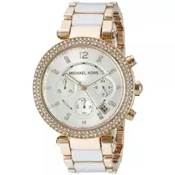 Walmart Women's MK5774 Parker Rose Gold-Tone White Watch offer