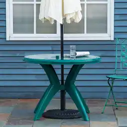 Walmart Outsunny Patio Bistro Dining Table with Umbrella Hole, Green offer