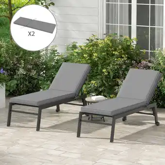 Walmart Outdoor 2 Chaise Lounge Chair Cushions with Backrests & Straps, Gray offer