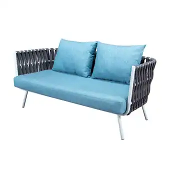 Walmart LeisureMod Spencer Modern Outdoor Grey Rope Frame Loveseat With Cushions offer