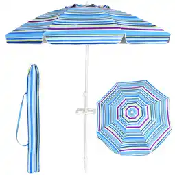 Walmart Costway 7.2 FT Portable Beach Umbrella Tilt Sand Anchor Cup Holder W/Carry Bag Blue offer