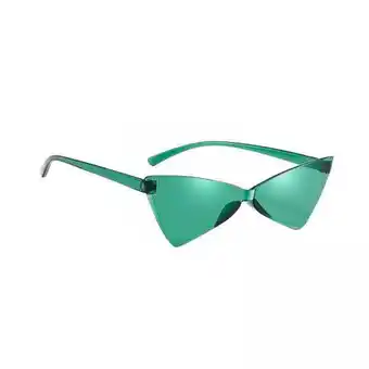 Walmart Segolike 3xCat Eye Sunglasses Summer Tinted Frameless Glasses UV400 Triangle Sunglasses Green offer