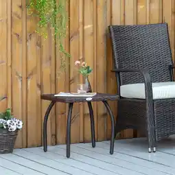 Walmart Outsunny Rattan Wicker Side Table for Outdoor Garden Balcony Backyard Brown offer