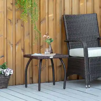 Walmart Outsunny Rattan Wicker Side Table for Outdoor Garden Balcony Backyard Brown offer