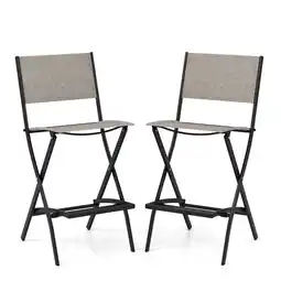 Walmart Costway Set of 2 Outdoor Bar Chair Folding Bar Height Stool with Metal Frame Coffee offer