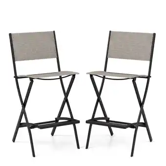 Walmart Costway Set of 2 Outdoor Bar Chair Folding Bar Height Stool with Metal Frame Coffee offer