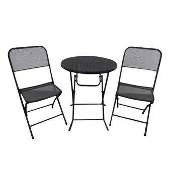 Walmart Four Seasons Courtyard Padova Foldable 3 Piece Bistro Dining Set, Black offer