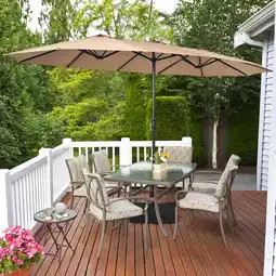 Walmart Costway 15 Ft Patio Double Sided Umbrella Outdoor Market Umbrella Coffee offer