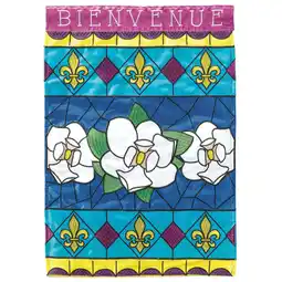 Walmart Magnolia Gardens M001595 Bienvenue Magnolia Stainglass Garden Flag - Large offer