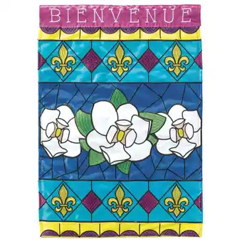 Walmart Magnolia Gardens M001595 Bienvenue Magnolia Stainglass Garden Flag - Large offer