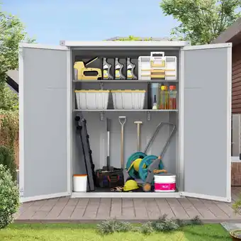 Walmart Sesslife 5'x3' Resin Outdoor Storage Shed with Lockable Door, Gray offer