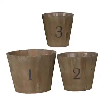 Walmart Benzara Wooden Planter with Round Base & Assorted Sizes, Brown - Set of 3 offer