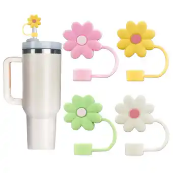 Walmart 4Pcs Silicone Straw Covers Compatible with Stanley Cups, Dust-Proof Straw Caps for Water Bottles offer