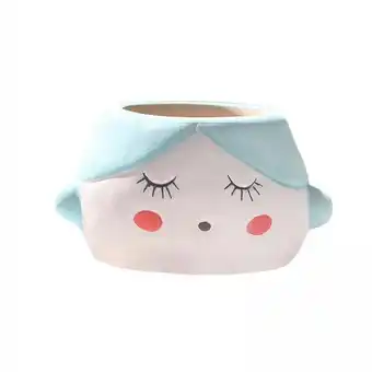 Walmart yotijay 4xGirl Flowerpot Ornament Ceramic Head Planter Pot for Office Windowsill Table offer