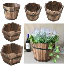 Walmart 5Pcs Barrel Planter Pots Wooden Large Garden Patio Outdoor offer